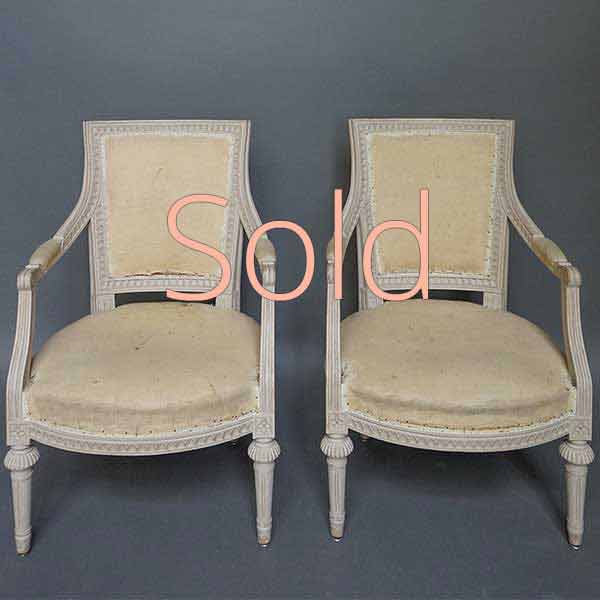 Pair of Square-Backed Gustavian Style Armchairs