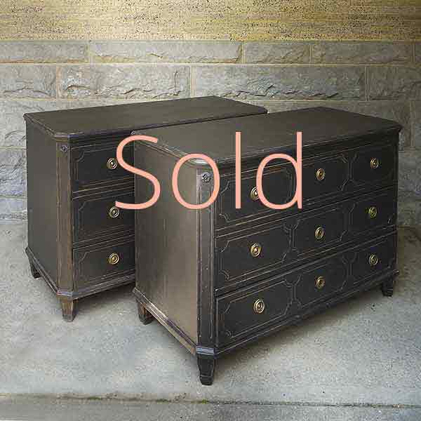Pair of Black Neoclassical Style Chests