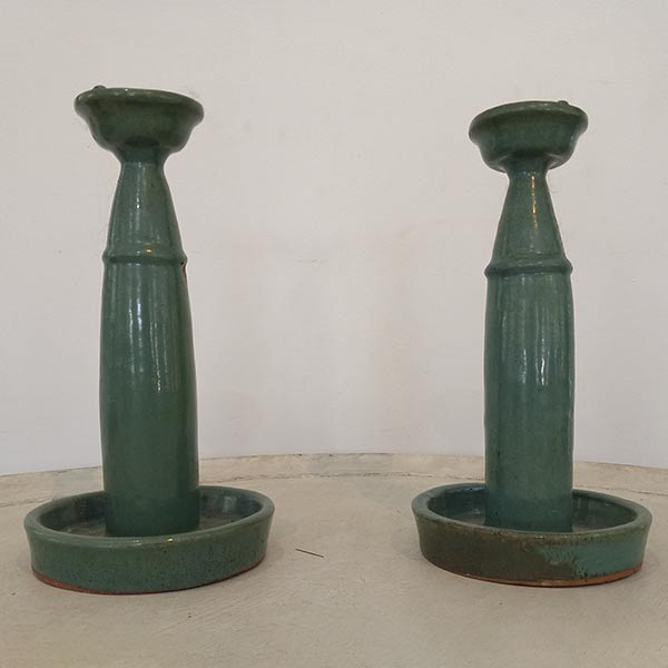Pair of Chinese Shiwan Oil Lamps